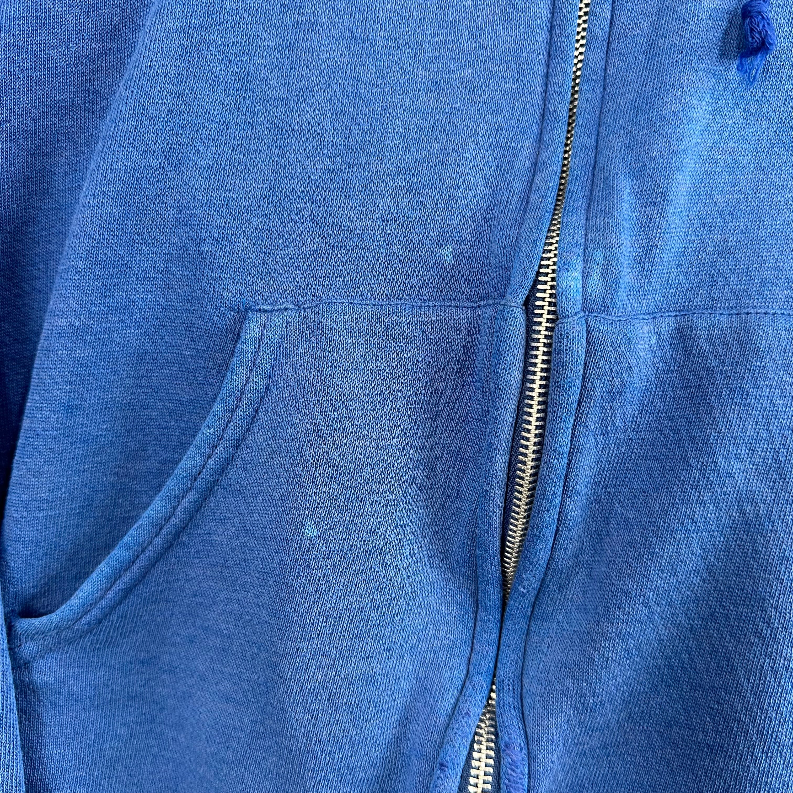 Blank Blue Zip-Up Hoodie Sweatshirt