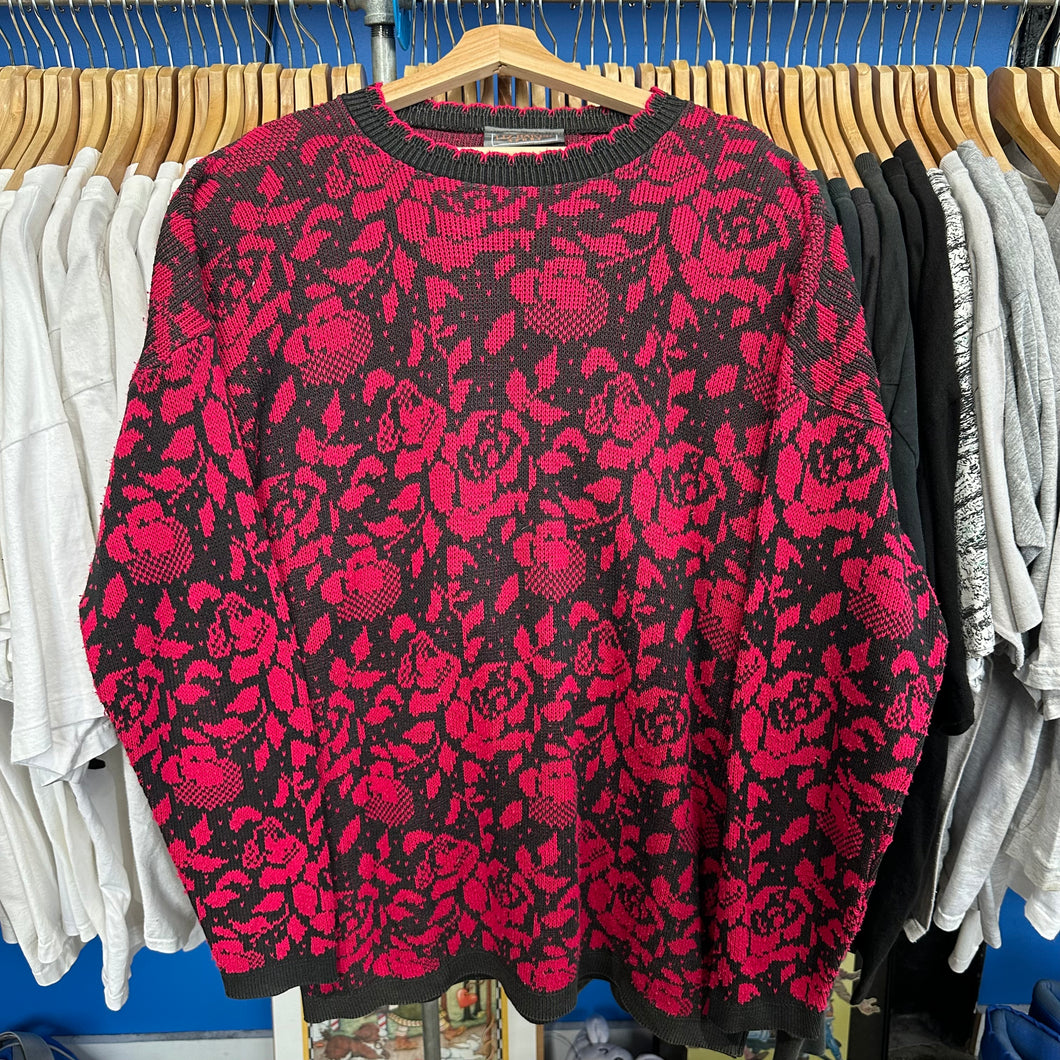 Pink Roses Scallop Neck Sweater