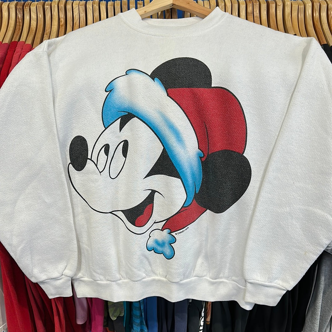 Santa Mickey Mouse Big Face Crewneck Sweatshirt