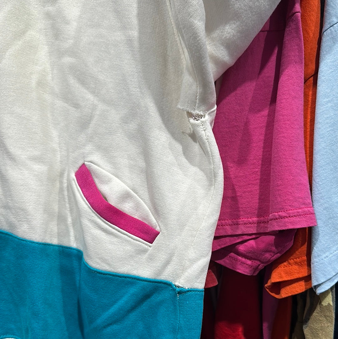Color Block Pink Teal Crewneck Sweatshirt