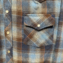 Load image into Gallery viewer, Western Hunter Blue Plaid Pearl Snap Button Up
