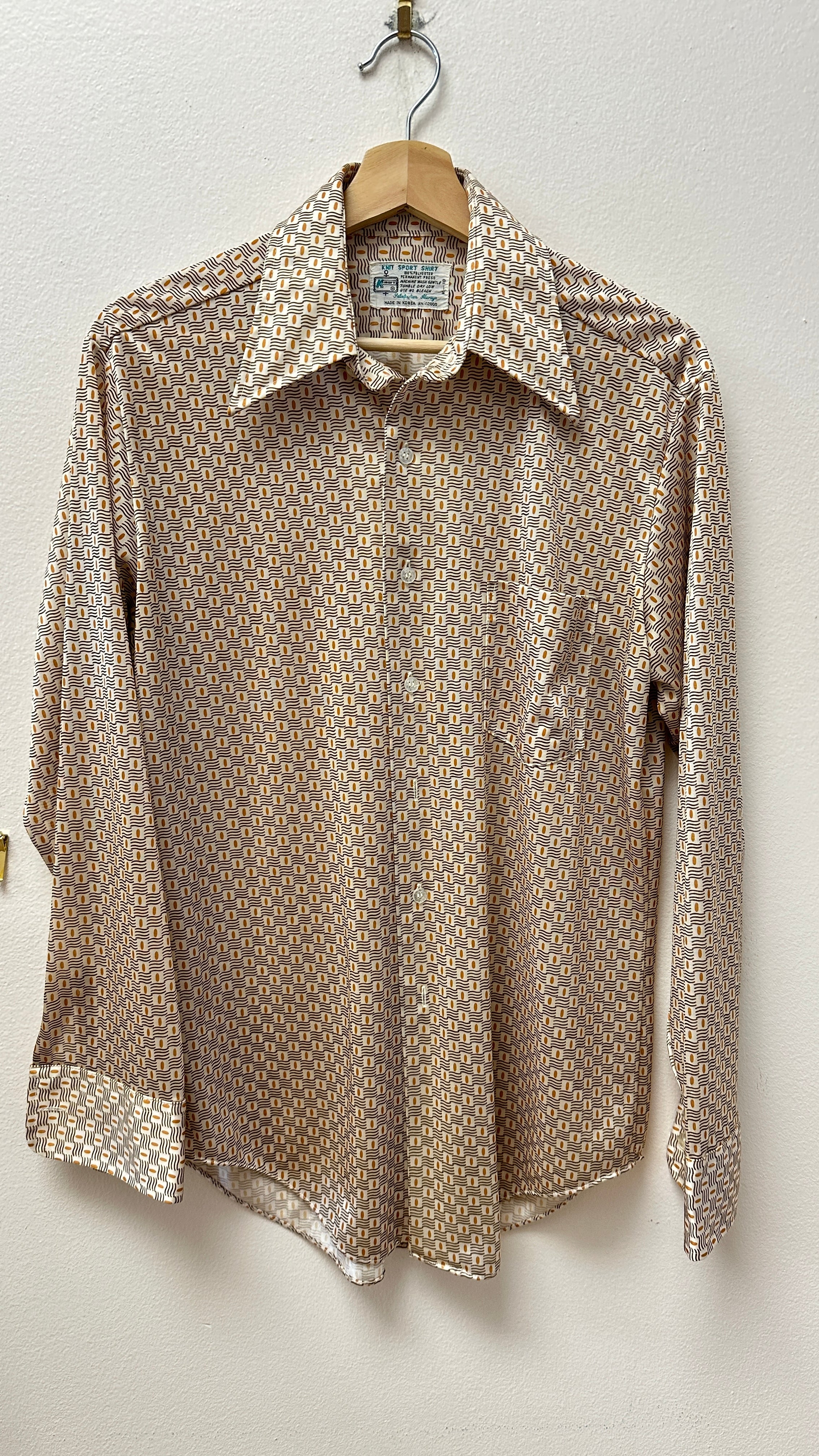 Knit Kmart Sport Shirt Yellow/Orange Button-Up