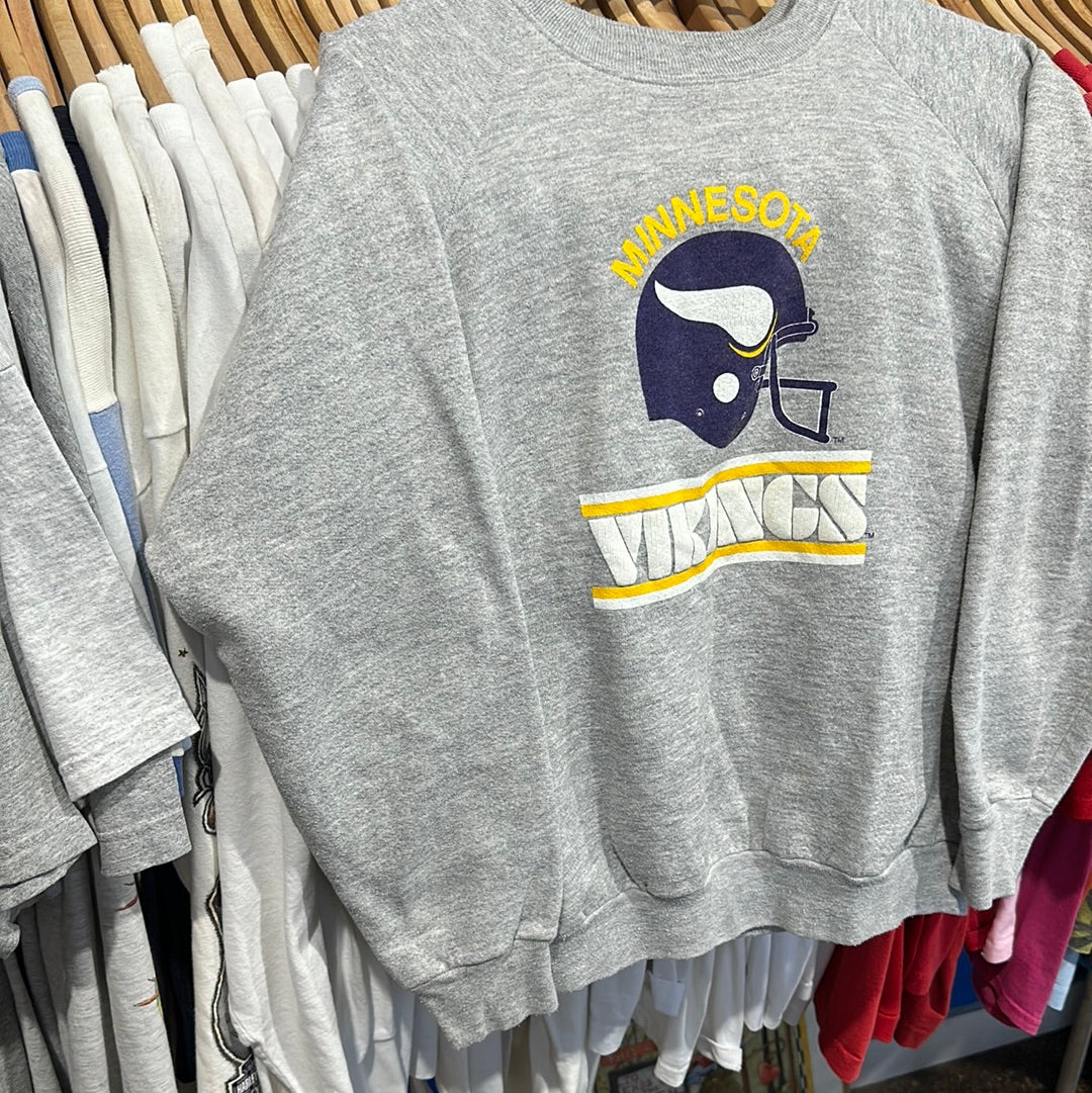 MN Vikings Grey Helmet Crewneck Sweatshirt