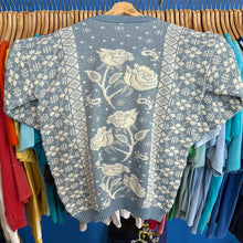 Load image into Gallery viewer, Light Blue Rose Glitter Sweater
