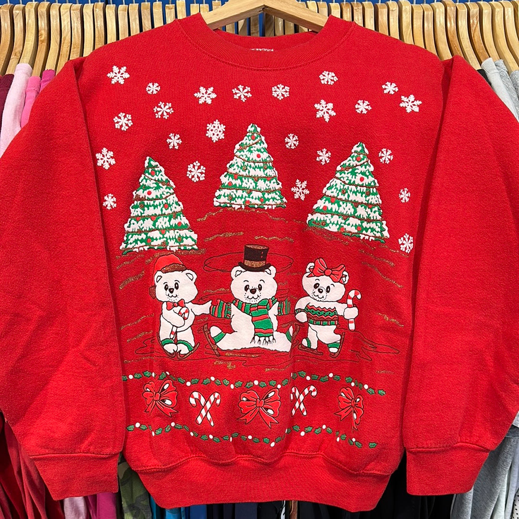 Skating Bears Holiday Scene Crewneck Sweatshirt