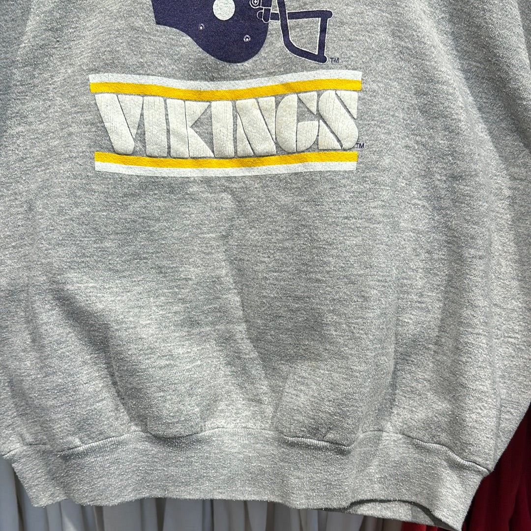 MN Vikings Grey Helmet Crewneck Sweatshirt