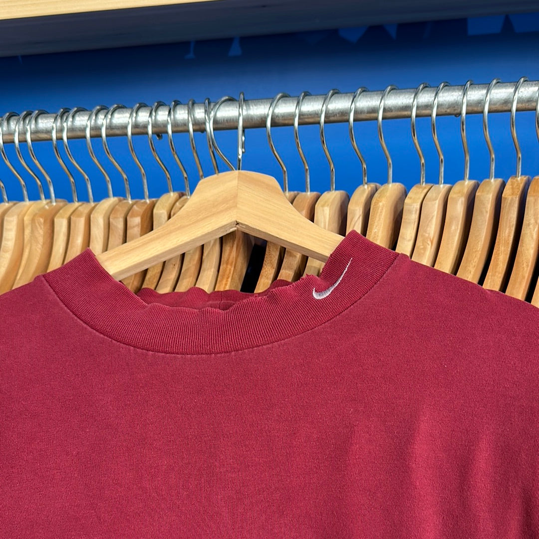 Nike Maroon Mock Neck Long Sleeve T-Shirt