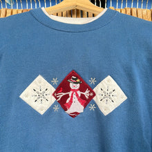 Load image into Gallery viewer, Snowman Embroidery Collared Crewneck Sweatshirt
