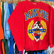 Load image into Gallery viewer, Minnie Mouse College Script Red Crewneck Sweatshirt
