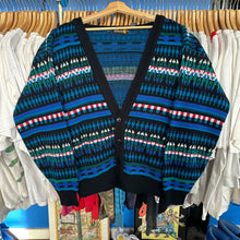 Load image into Gallery viewer, Sasson Patterned Blue Cardigan Sweater
