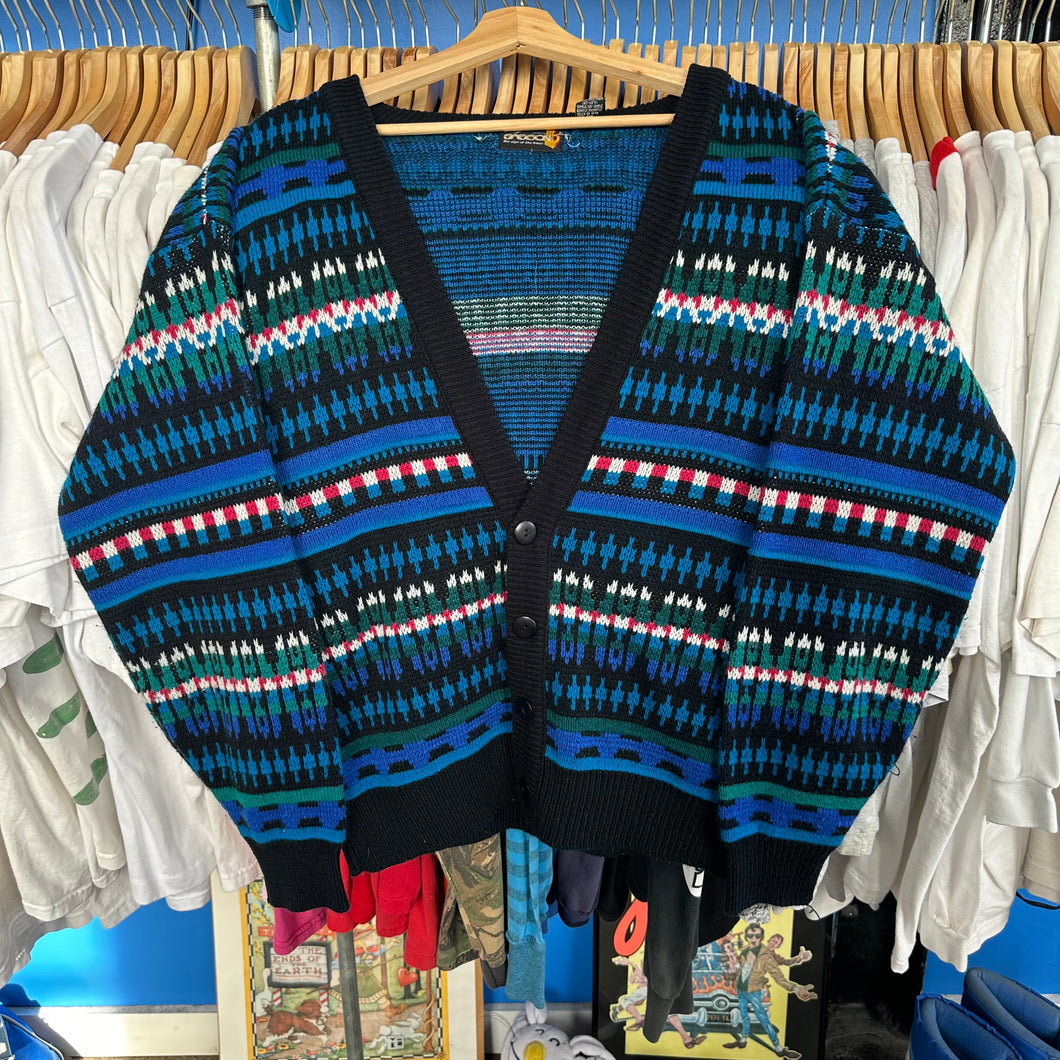 Sasson Patterned Blue Cardigan Sweater