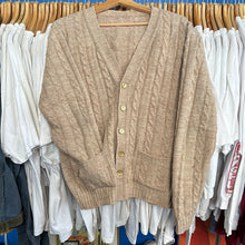 Load image into Gallery viewer, Tan Cableknit Cardigan Sweater
