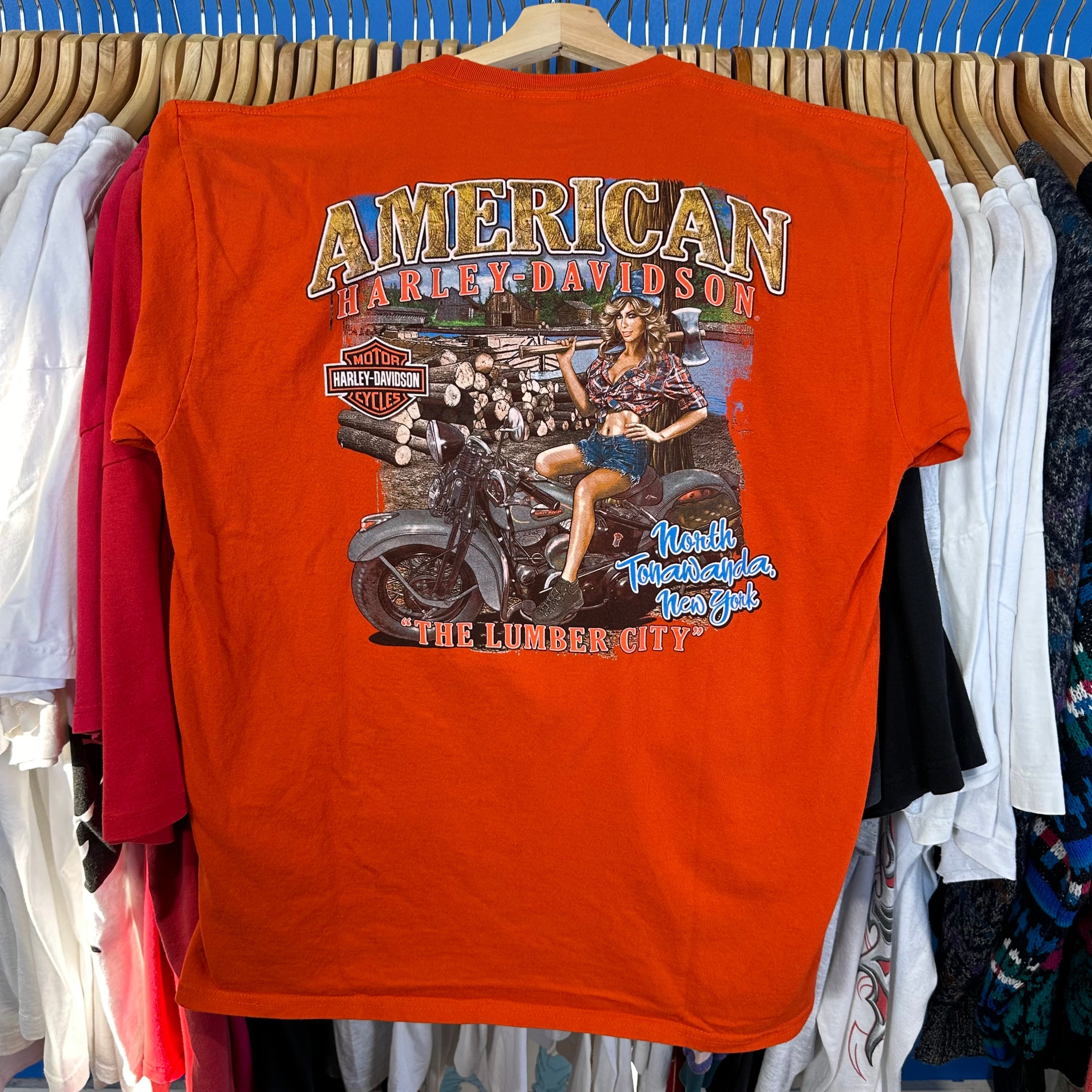 Orange Harley Davidson Eagle T-Shirt