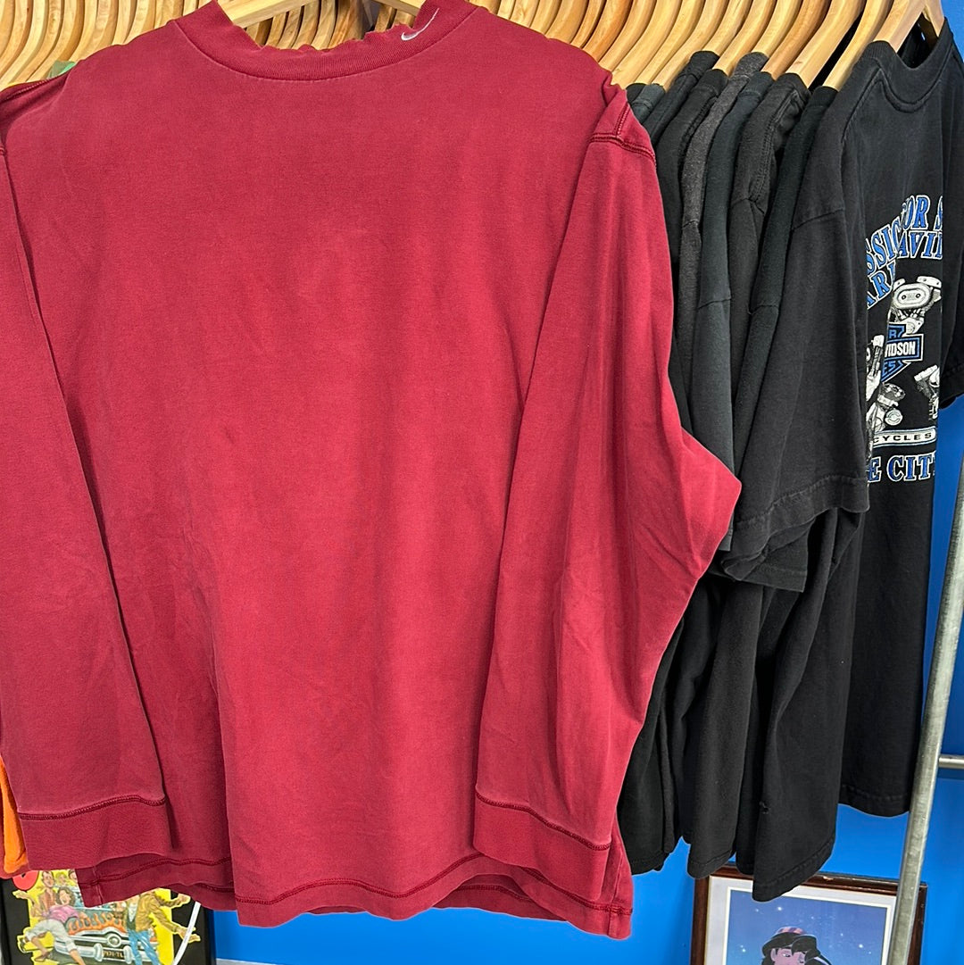 Nike Maroon Mock Neck Long Sleeve T-Shirt