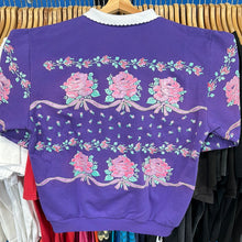 Load image into Gallery viewer, Glitter Roses Collared Crewneck Sweatshirt
