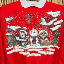 Load image into Gallery viewer, Kittens in sparkly Snow Collared Grandma Sweatshirt
