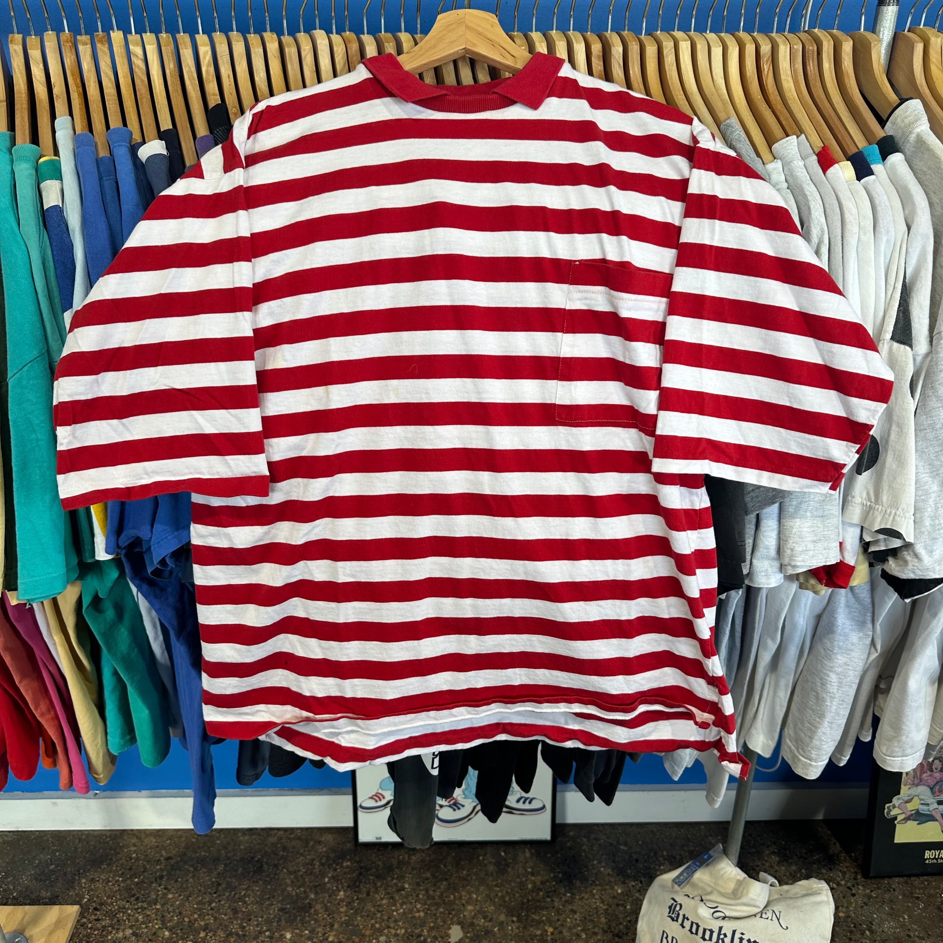 Red & White Stripes Collared T-Shirt