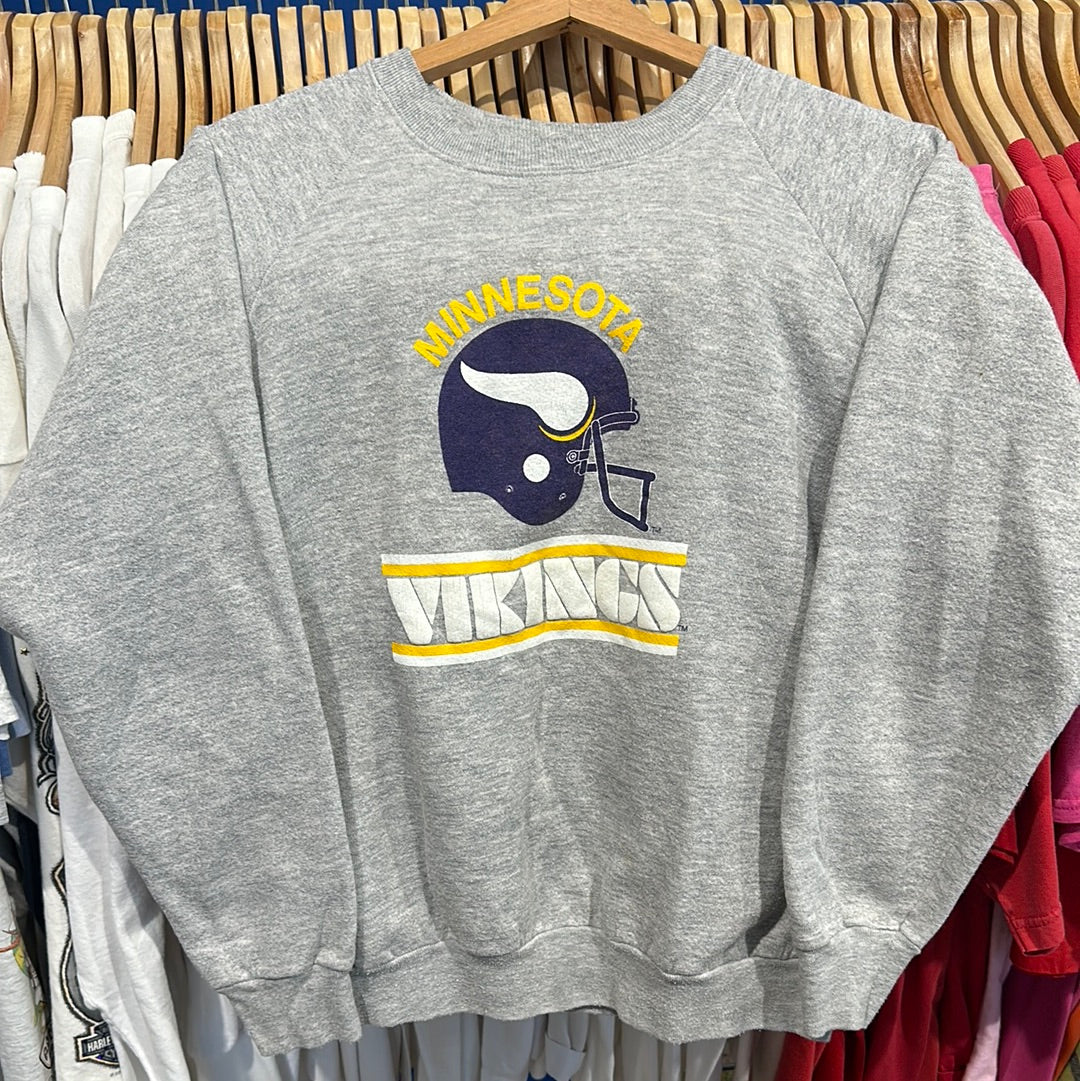 MN Vikings Grey Helmet Crewneck Sweatshirt