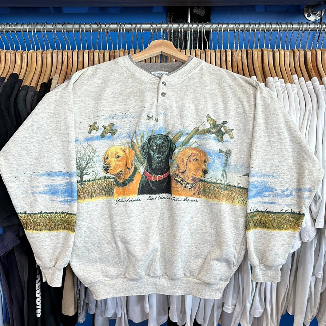 Dogs and Birds Nature Wrap Around Crewneck Sweatshirt