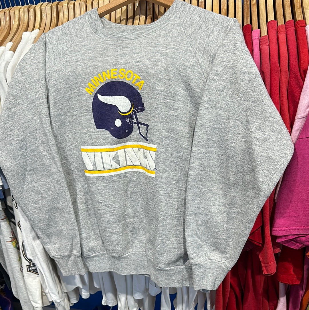 MN Vikings Grey Helmet Crewneck Sweatshirt