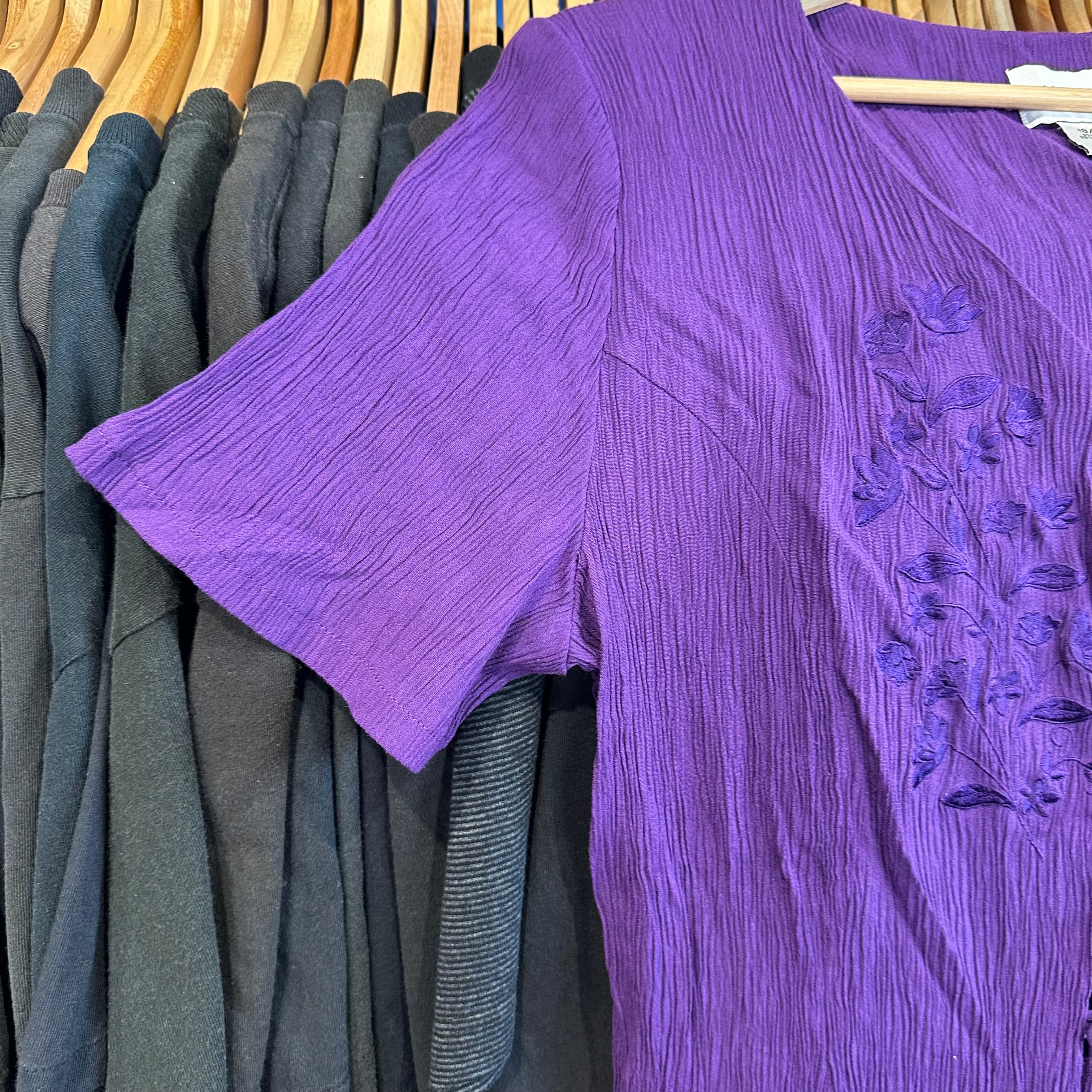 Purple Button Up Textured Dress