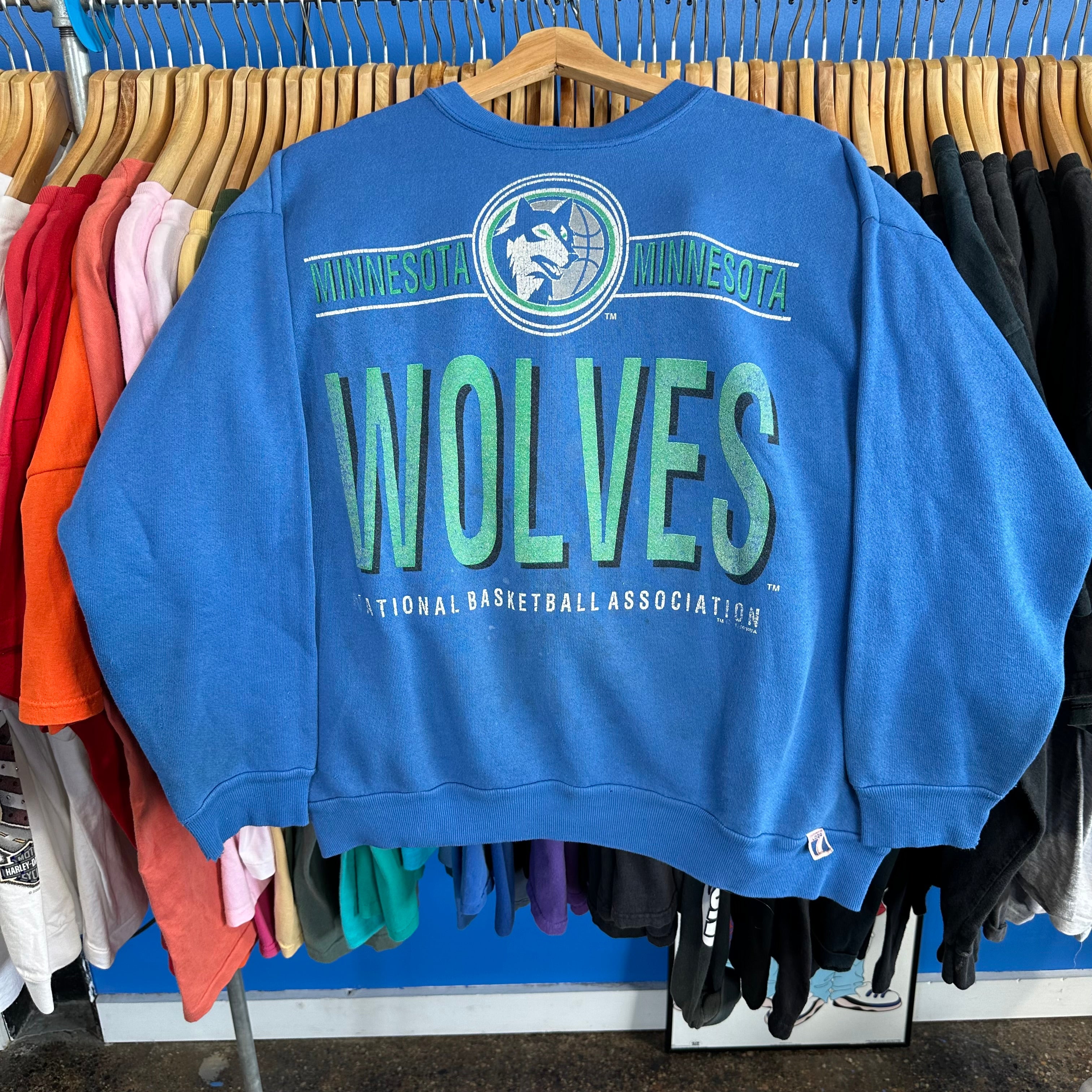 Minnesota Timberwolves “Wolves” Spellout Crewneck Sweatshirt