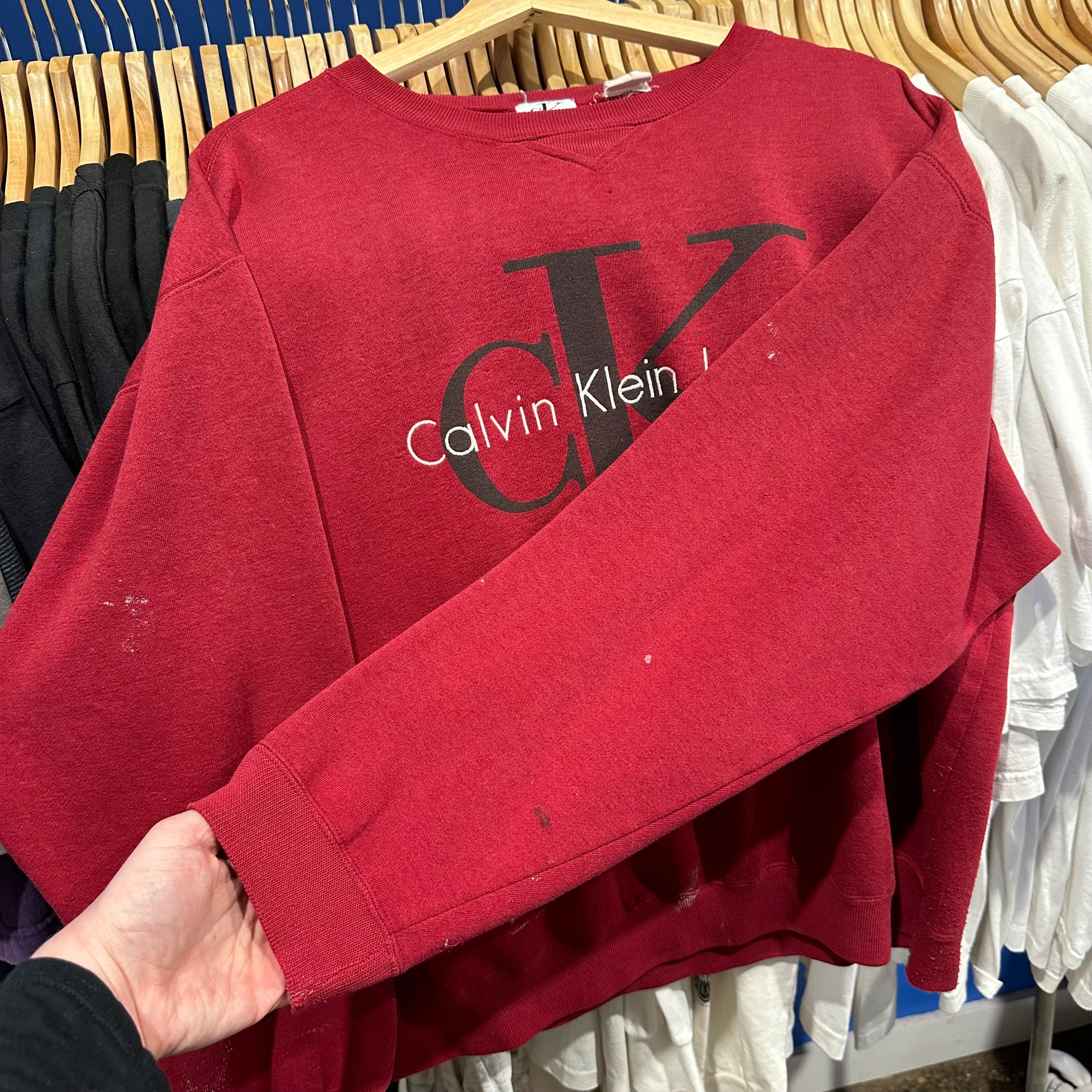 Red Calvin Klein Crewneck Sweatshirt