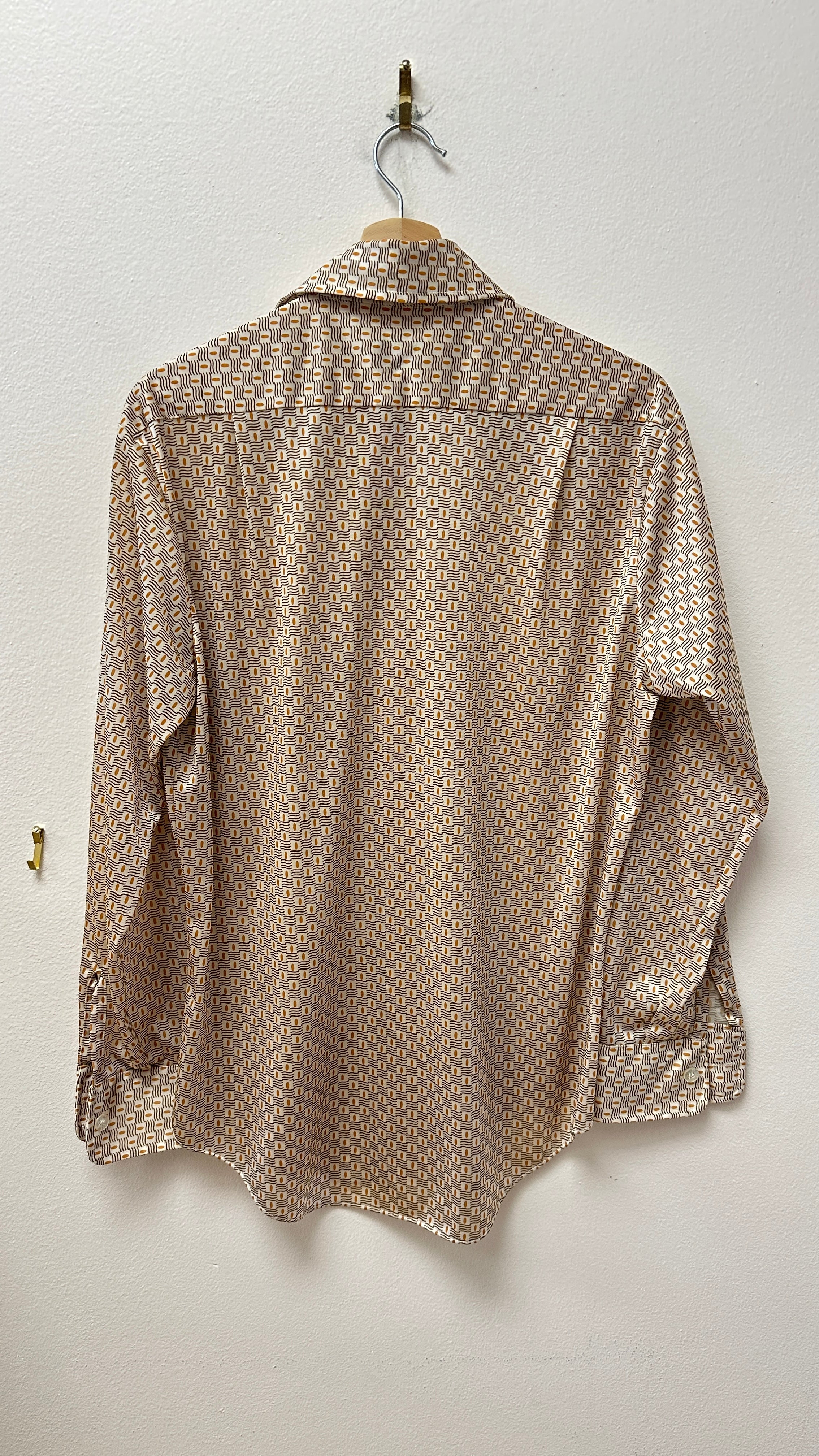 Knit Kmart Sport Shirt Yellow/Orange Button-Up
