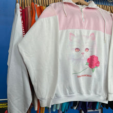 Load image into Gallery viewer, Pink Cat with Rose Quarter Zip Sweatshirt
