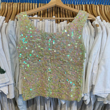 Load image into Gallery viewer, Pastel Green Sequin Femme Tank Top
