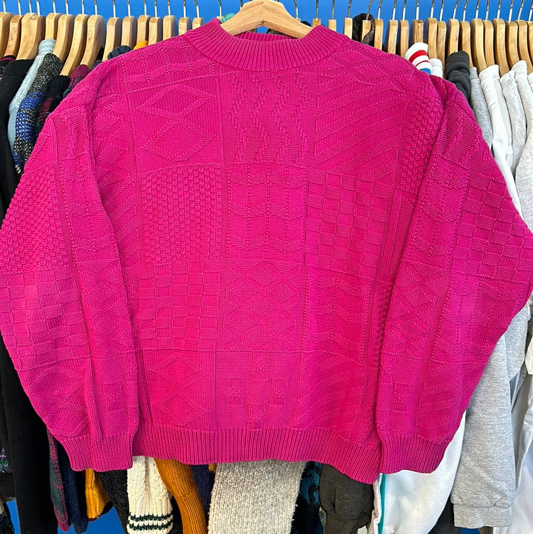 Pink Textured Mock Neck Sweater