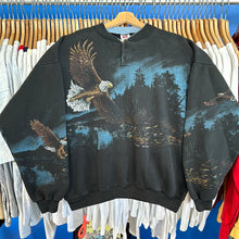 Load image into Gallery viewer, Eagle Nature Scene Wrap Around Collared Crewneck Sweatshirt
