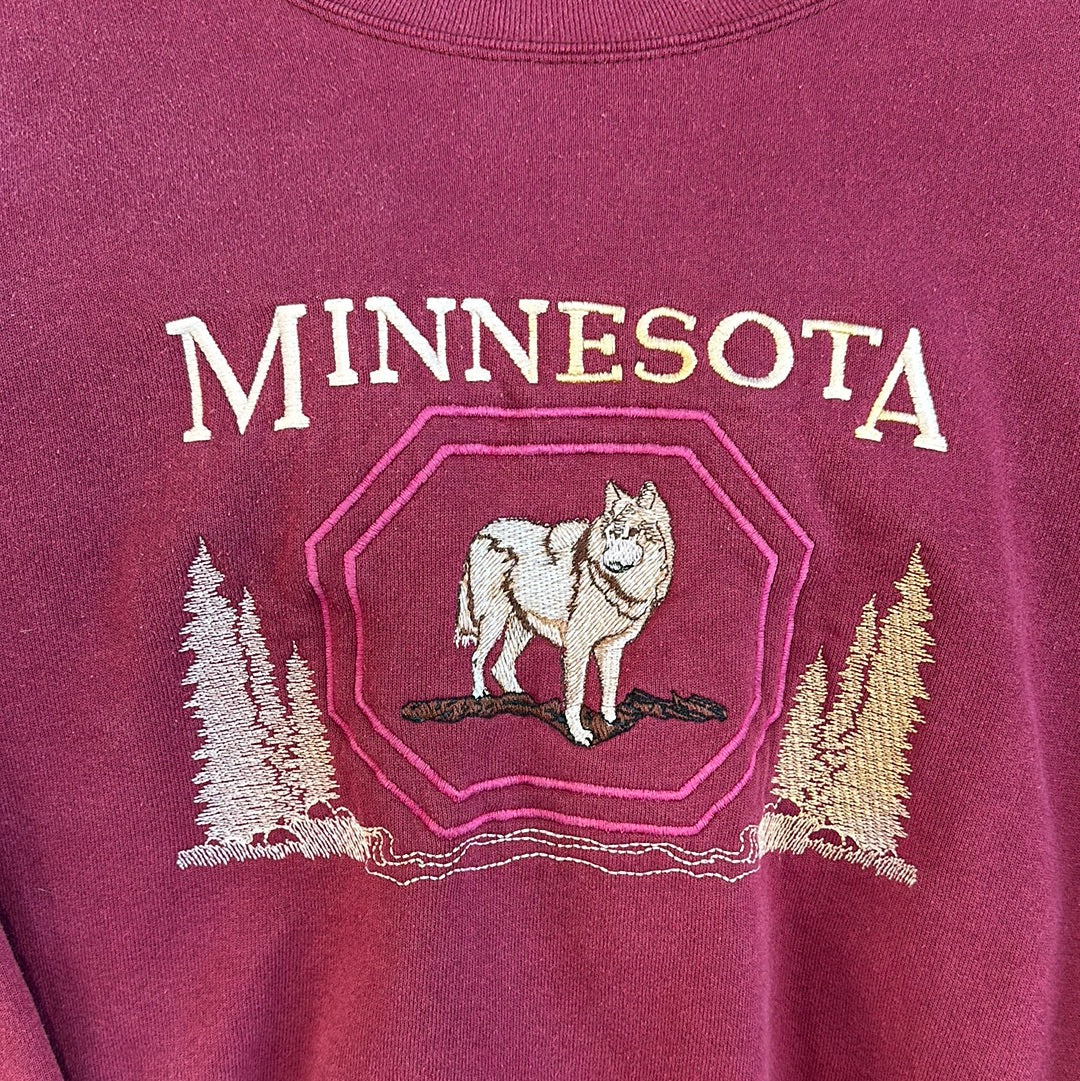 Minnesota Wolf Embroidered Crewneck Sweatshirt
