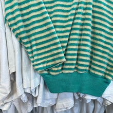 Load image into Gallery viewer, Teal &amp; White Striped Crop Sweater
