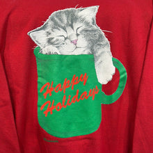 Load image into Gallery viewer, Kitten Sleeping in Happy Holidays Mug Crewneck Sweatshirt
