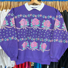 Load image into Gallery viewer, Glitter Roses Collared Crewneck Sweatshirt
