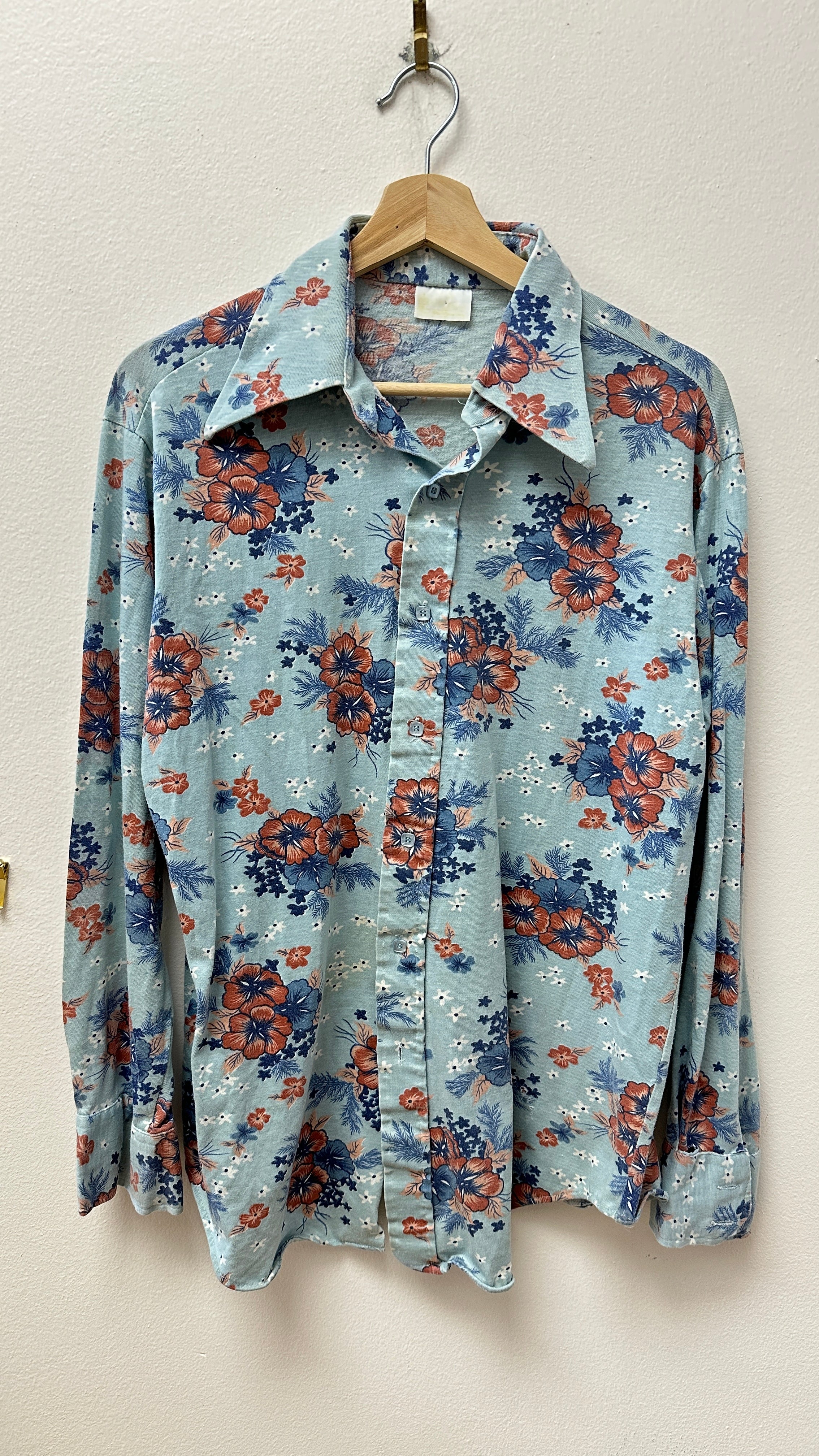 Blue & Red Floral Button-Up