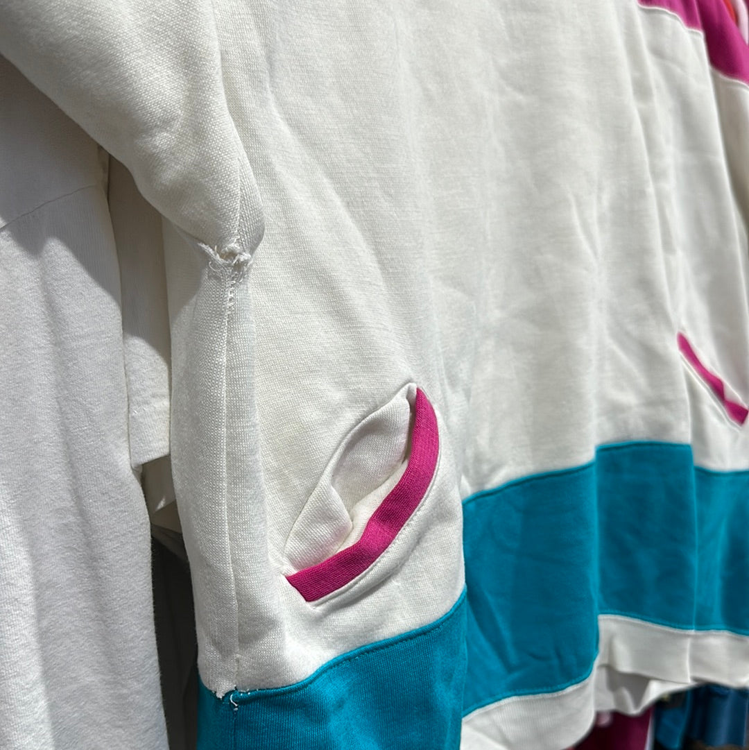 Color Block Pink Teal Crewneck Sweatshirt