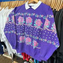 Load image into Gallery viewer, Glitter Roses Collared Crewneck Sweatshirt
