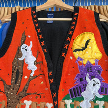 Load image into Gallery viewer, Ghost Cemetery Halloween Scene Beaded Vest Sweater
