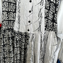 Load image into Gallery viewer, Black &amp; White Multi-Patterned Drop Waist Dress
