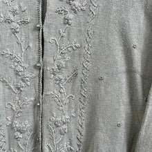 Load image into Gallery viewer, Pale Green Pearl Cardigan Sweater
