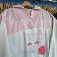 Load image into Gallery viewer, Pink Cat with Rose Quarter Zip Sweatshirt
