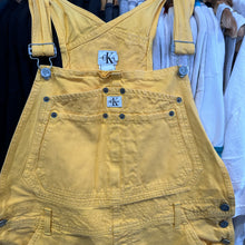 Load image into Gallery viewer, Calvin Klein Yellow Denim Overall Shorts/Romper
