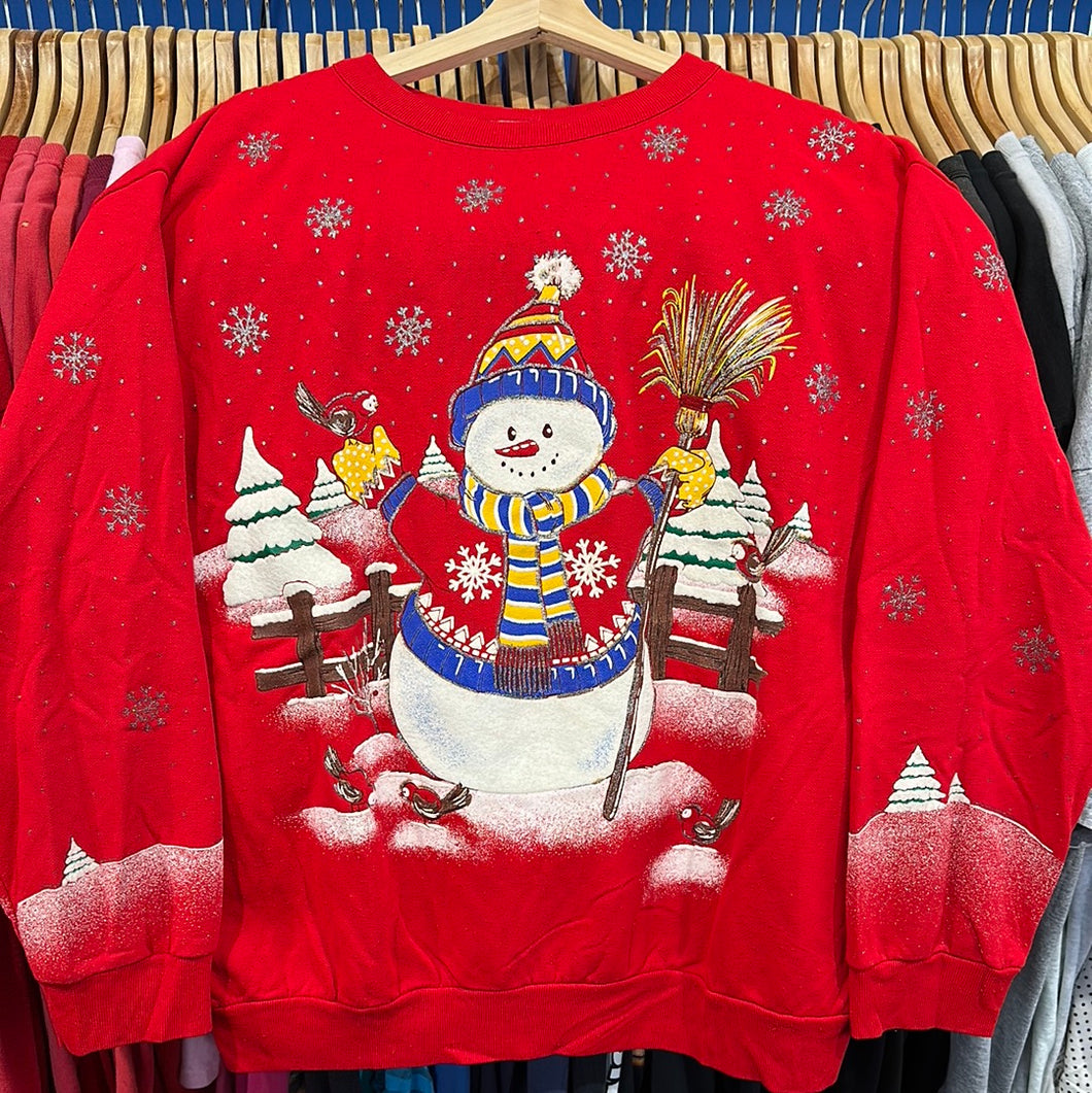 Glitter Snowman Crewneck Sweatshirt