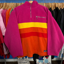 Load image into Gallery viewer, Pink &amp; Orange Striped Quarter Zip Fleece
