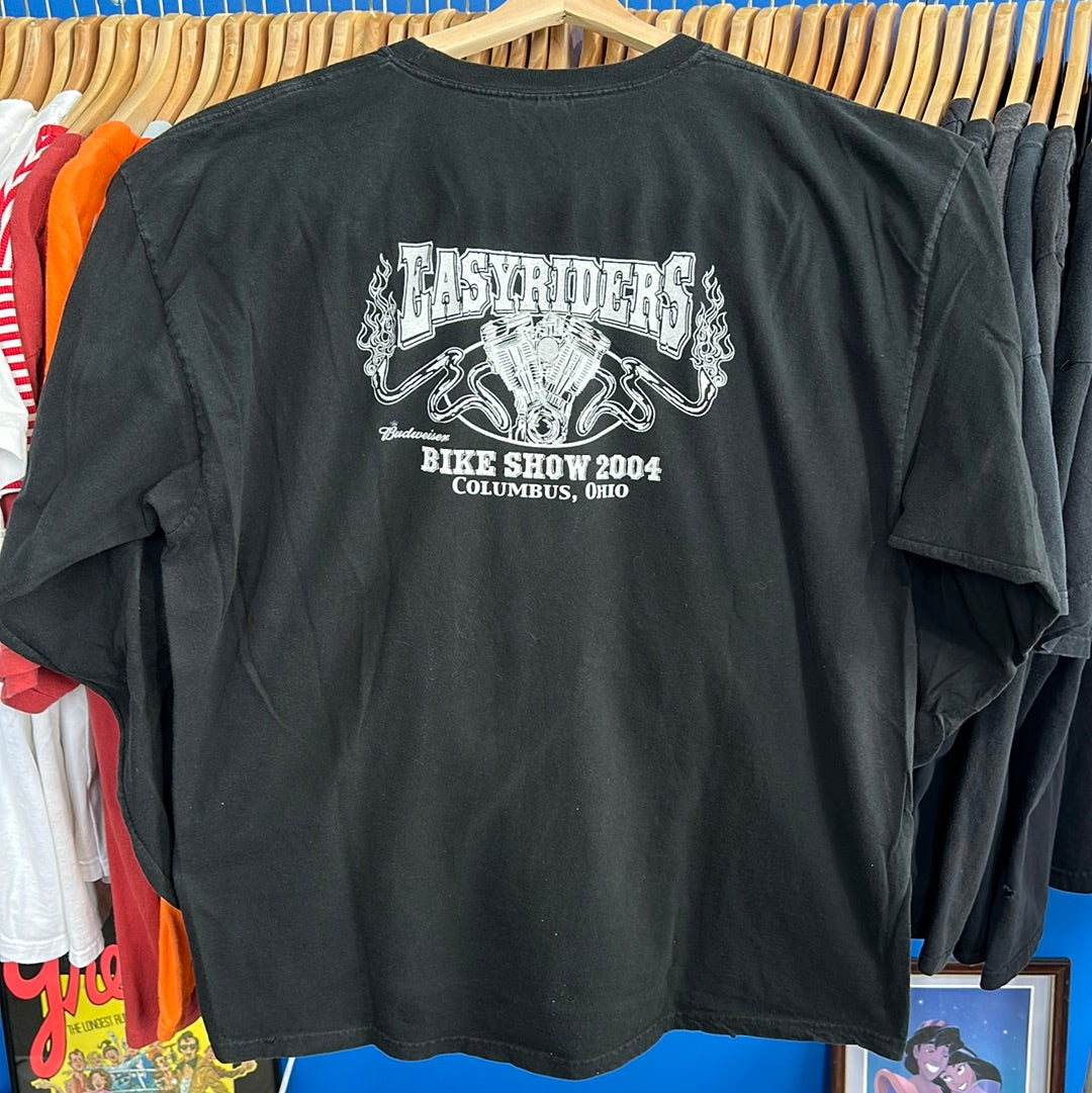 Easy Riders Blue Chrome Skull Long Sleeve T-Shirt