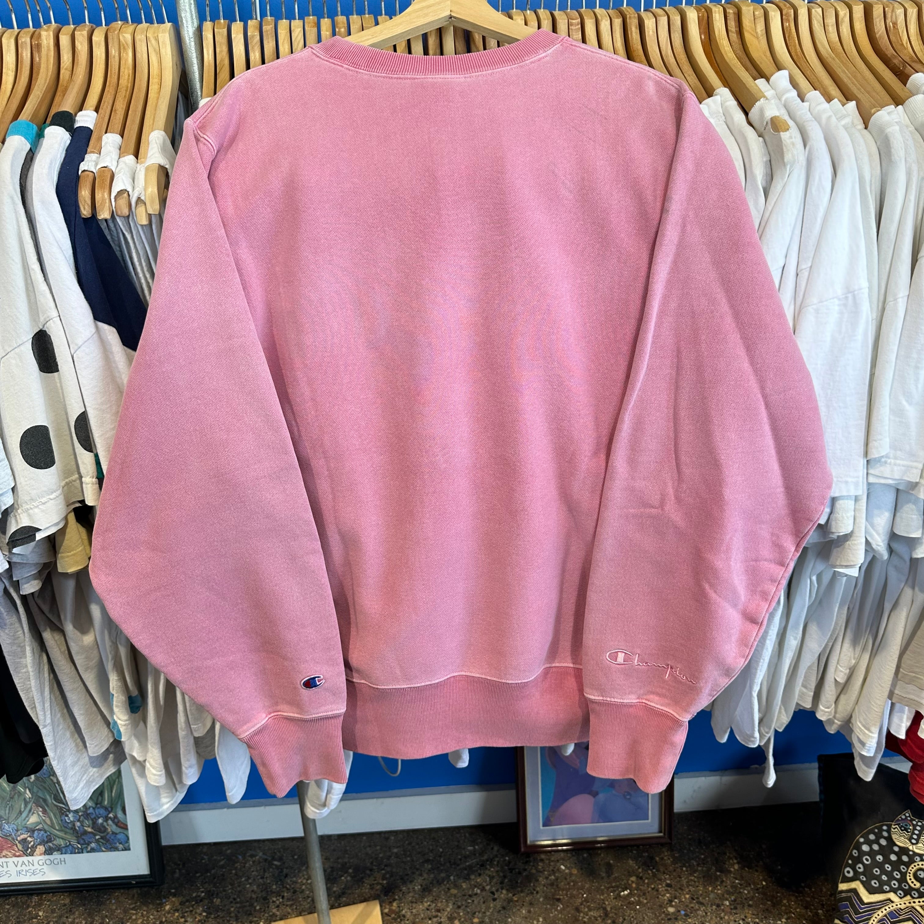 Champion Spell Out Pink Crewneck Sweatshirt