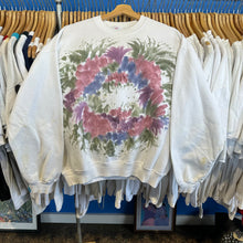 Load image into Gallery viewer, Flower Wreath Watercolor Dyed Crewneck Sweatshirt
