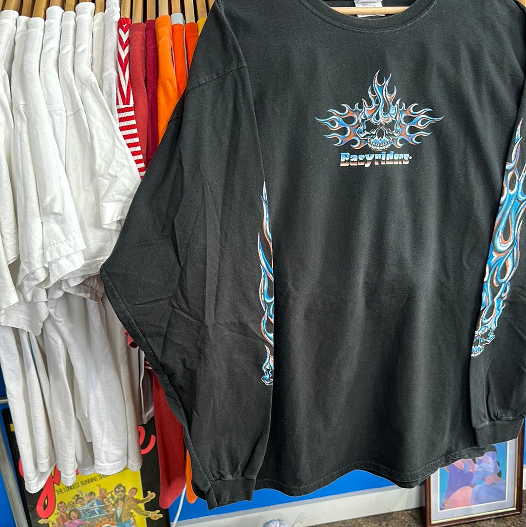 Easy Riders Blue Chrome Skull Long Sleeve T-Shirt